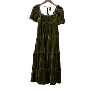 Anthropologie size 2P olive green velvet dress NWT
